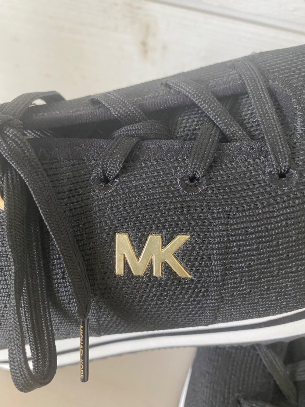 Michael Kors Monique Black with Gold Sneakers Size 8 Women’s - Picture 3 of 7